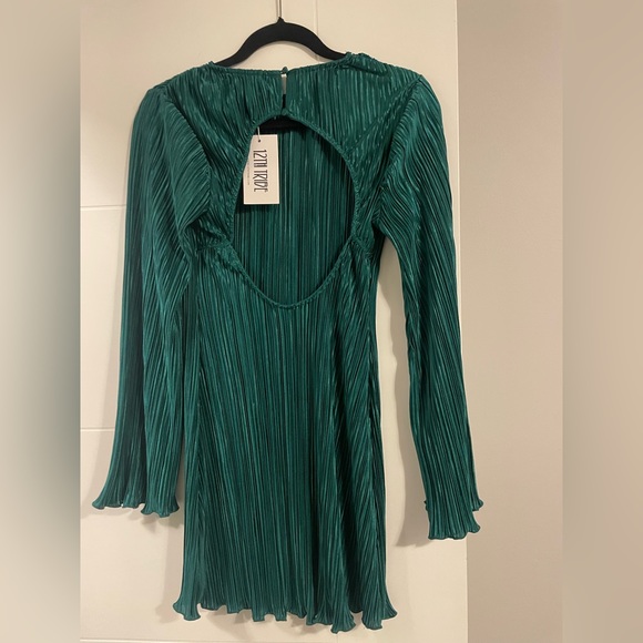TATE EMERALD PLISSE MINI DRESS - Picture 4 of 4